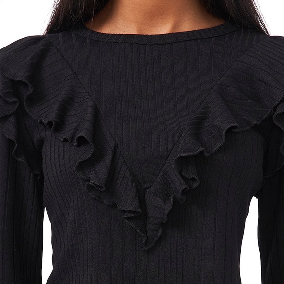 Riley & Rae Black Ruffled Ribbed Top - Picture 4 of 9